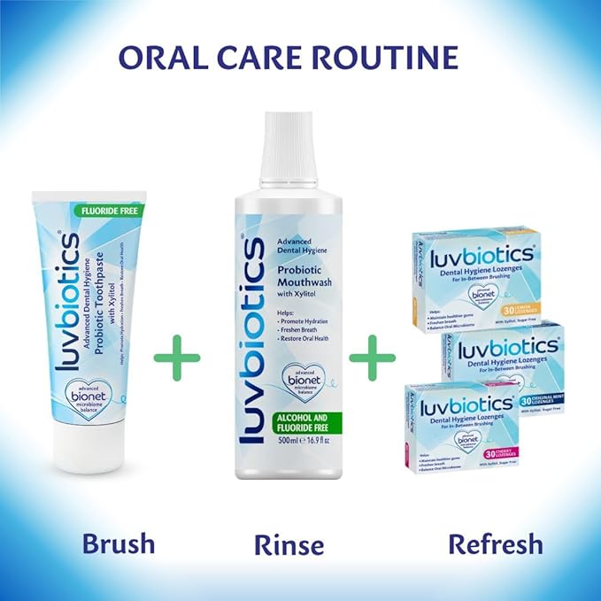 Luv Biotics Flouride Free Toothpaste with Oral Probiotics, Xylitol & Aloe Vera for Fresh Breath, Cavity Protection, Microbiome Support-75ml