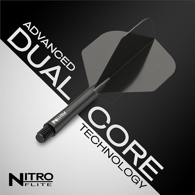 RED DRAGON Darts – Nitro Flite Integrated Flight & Shaft System – No.2 Shape and Design - Available in Short, Intermediate & Medium - Available in Variety of Colours - Professional Darts Accessories-StrideForce Fitness