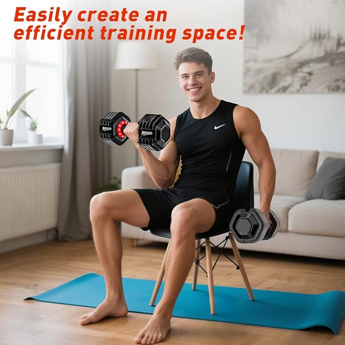 25/55lbs Adjustable Dumbbells Set, Dumbbells with Anti-Slip Metal Handle for Exercise & Fitness Fast Adjust Weight for Full Body Workout Fitness-StrideForce Fitness