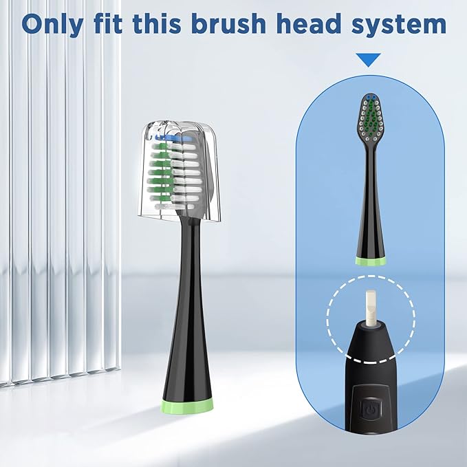 Replacement Toothbrush Heads for Waterpik Complete Care 5.0/9.0 (CC-01/WP-862), with Covers, 10 Count, Black