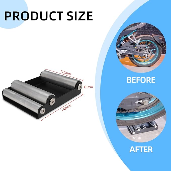 Motorcycle Wheel Cleaning Stand with Cleaning Brush Kit,Universal Roller Paddock for Dirt Street Bike Ebike for Tire Cleaning & Chain Lubrication(Bikes<500 lb & Tire Width<180 mm)-StrideForce Fitness