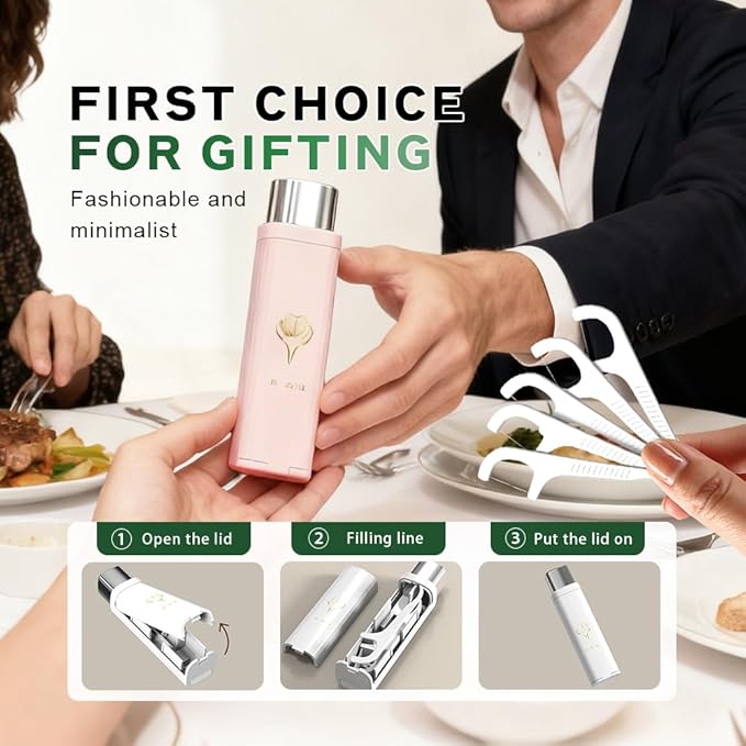 Portable Floss Dispenser with 100 Pcs Dental Floss, Dental Floss Dispenser Dental Floss Picks Case, Automatic Floss Dispenser Floss Organizer for Family Travel (2pcs B)