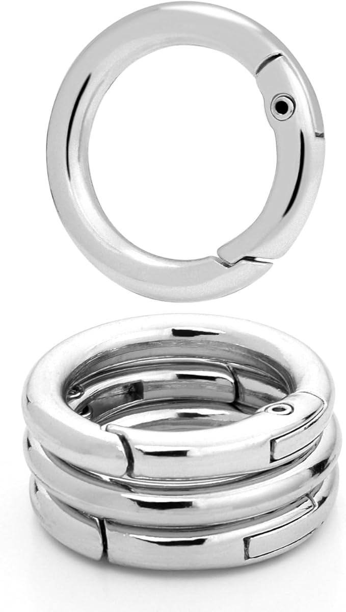 10 Pack 3/4 Inch Trigger Spring O Rings, Metal Round Carabiner Clip Snap Hook, Spring Keyring Buckles for Replacement Purse Strap, Paracord Lanyard Clips, Keychain Rings Hardware DIY Crafts Making-StrideForce Fitness