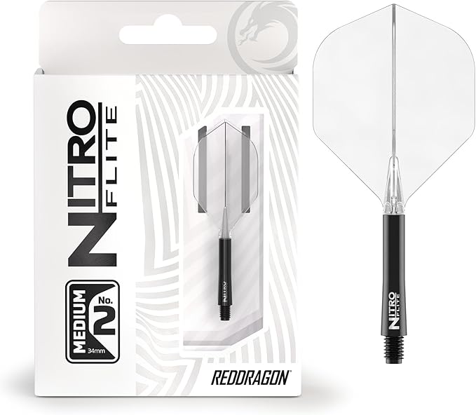RED DRAGON Darts – Nitro Flite Integrated Flight & Shaft System – No.2 Shape and Design - Available in Short, Intermediate & Medium - Available in Variety of Colours - Professional Darts Accessories-StrideForce Fitness