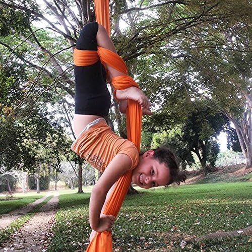 DASKING Aerial Silks Starter Kit - Durable 11Yards of Aerial Yoga Hammock with Hardware, Aerial Swing for Acrobatic Flying Yoga & All Levels (Aerial Rigging Point Up to 14ft)-StrideForce Fitness