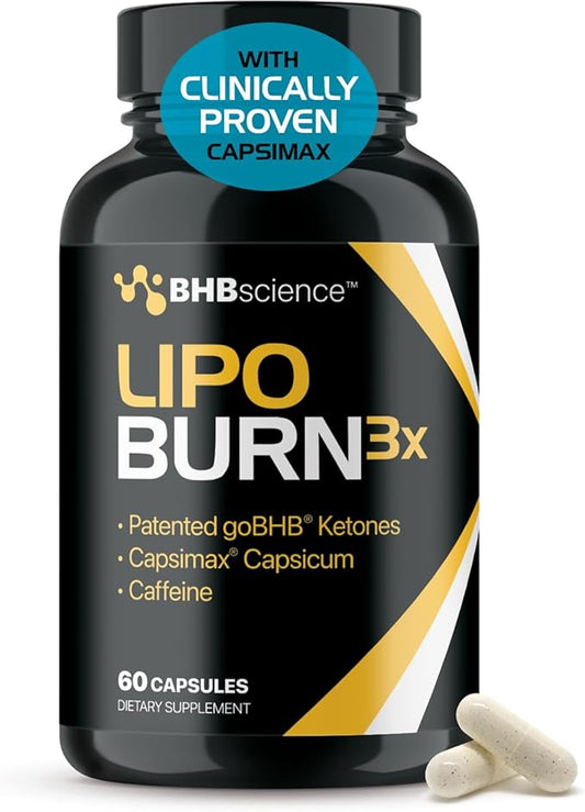 Lipo Burn Keto BHB Exogenous Ketones Supplement - BHB Science Keto Diet Pills with Capsimax and Caffeine for Natural Energy Focus Body Sculpting & Ketosis Support - Vegetarian & Non-GMO (1 Month)-StrideForce Fitness