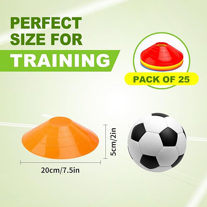 Ashsajkd(Set of 25/50/100 - Agility Soccer Cones with Carry Bag and for ， Football Cones for TrainingFootball, Basketball, Coaching, Agility Cones for Indoor and Outdoor Games-StrideForce Fitness