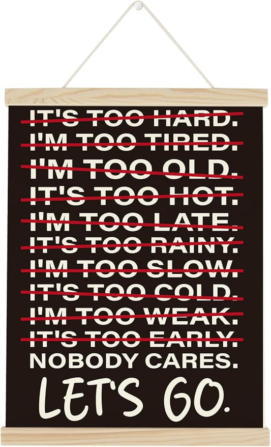 Gym Motivational Posters College Dorm Posters Gifts for Guys Friends Nobody Cares Lets Go Gym Flag Wall Art Decor Sign for Home Gym Bedroom Office-StrideForce Fitness