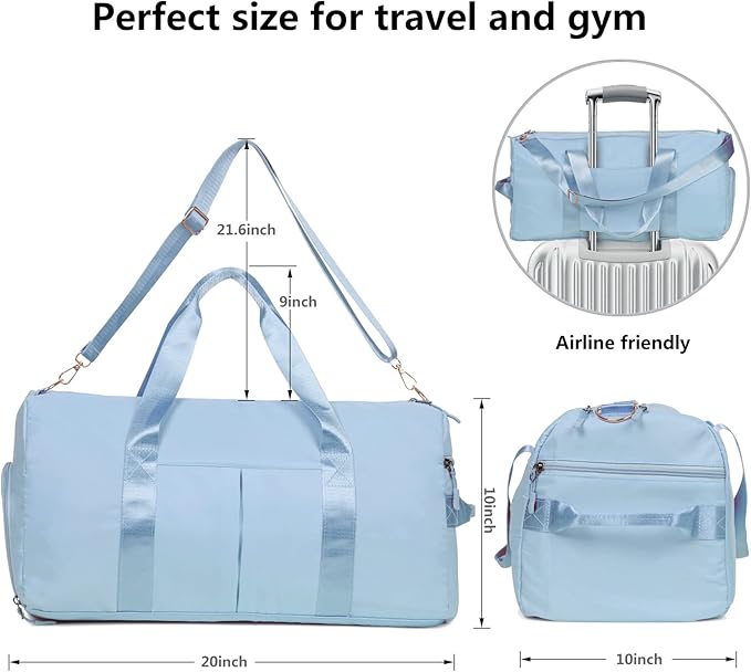 MABROUC Duffle Bag For Women, Sports Duffel Bag for Gym with Wet Pocket & Shoe Compartment, Overnight Weekender Travel Bag-StrideForce Fitness