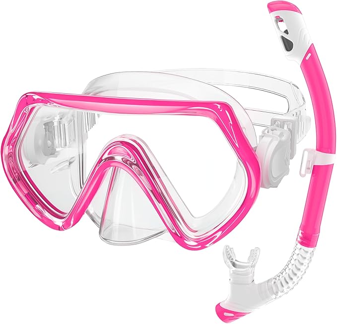 Snorkeling Gear for Kids, Kids Snorkel Set for Ages 3-14, Anti-Fog Diving Mask and Dry Top Snorkel Combo Set, Unisex Swimming Goggles-StrideForce Fitness