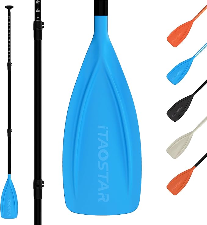 Paddle Board Paddle Detachable, Stand Up Paddle for Adults with Double Locks, Kayak Paddle Adjustable with Glass Fiber Blade, Floating Paddle Board Oar with Lightweight-StrideForce Fitness