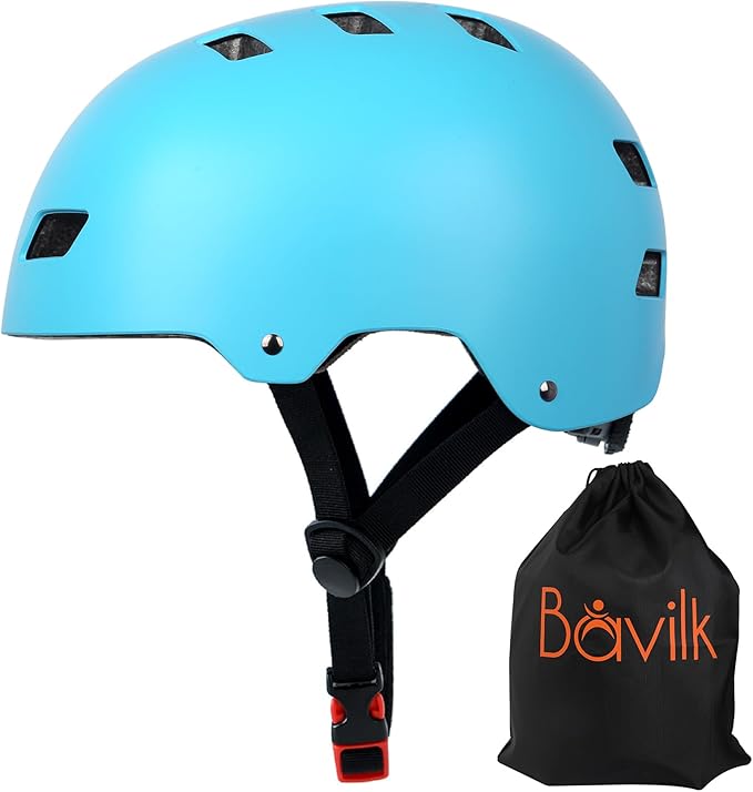 Bike Helmet 3 Sizes for Teenager Kids Youth Adults,Bavilk Skateboard Helmet Adjustable Multi-Sport Bicycle Cycling Scooter Roller Skate Inline Skating Rollerblading for Girls Boys Women Men Teen-StrideForce Fitness