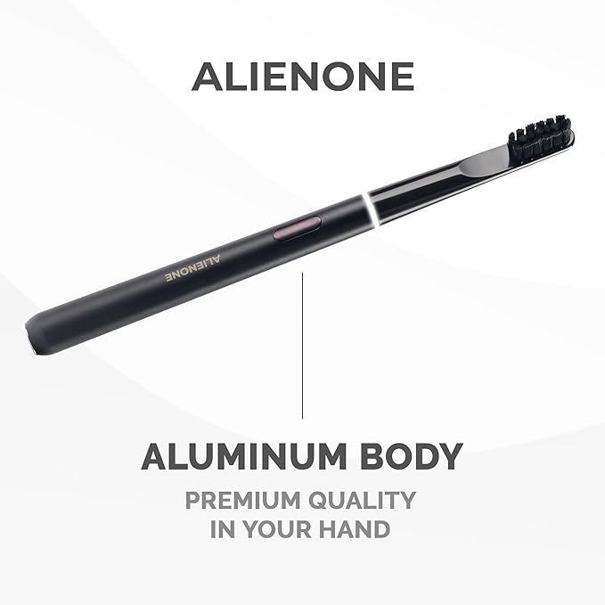 ALIENONE Ultra Slim Sonic Electric Toothbrush - Smart Pressure Sensor for Sensitive Teeth & Gums, 32,000 Vibrations, IPX6 Waterproof Aluminum Body, 45-Day Battery, Wireless USB Charging & Travel Case