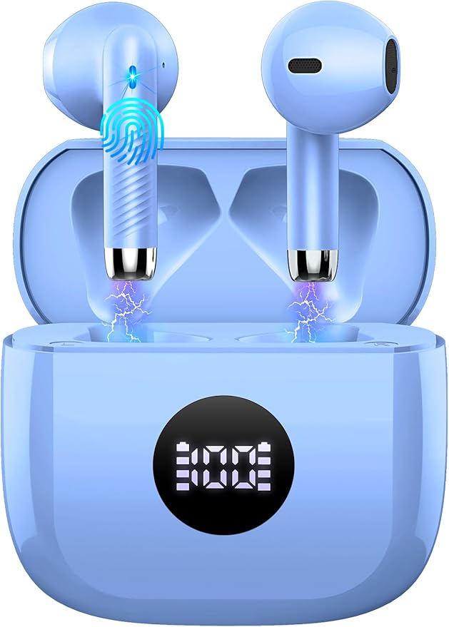 Wireless Earbuds Bluetooth 5.4 , Ear Buds LED Power Display Headphones 6D Stereo, Bluetooth Earbuds in-Ear Noise Cancelling Mic, 40H Playback Mini Case IP7 Waterproof Sports Earphones for Android iOS-StrideForce Fitness