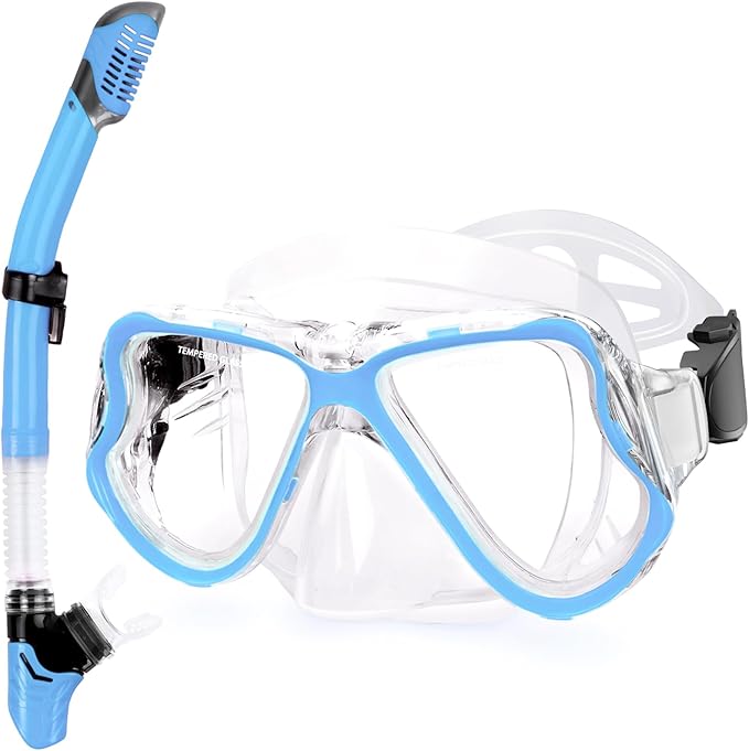 Greatever Dry Snorkel Set,Panoramic Wide View,Anti-Fog Scuba Diving Mask,Professional Snorkeling Gear-StrideForce Fitness
