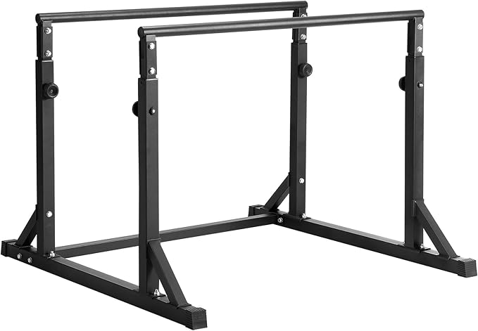 VEVOR Dip Bar, 800 lbs Capacity, Heave Duty Dip Stand Station with Adjustable Height, Fitness Workout Dip Bar Station Stabilizer Parallette Push Up Stand, Parallel Bars for Strength Training Home Gym-StrideForce Fitness