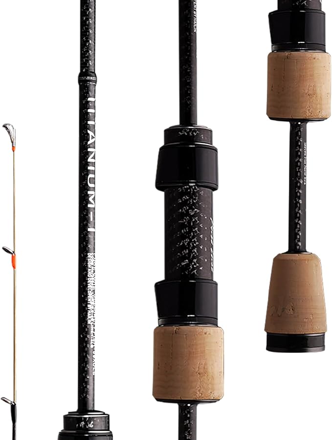 PURELURE Titanium-T Ultralight Fishing Rod Spinning & Casting for Trout Panfish, Carbon Fiber BFS Rod 2Pcs, Titanium Tip & Guides, Cork Handle, 5-6ft Stream Rod XUL Power, Fast/Moderate Fast Action-StrideForce Fitness