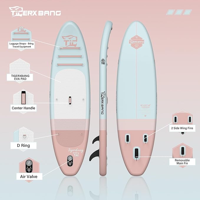 11'6"/11'/10' Inflatable Paddle Board with Complete Accessories, Versatile Premium Paddle Boards for Adults/Youth, Stand Up Paddle Board Polar/Wave/Sunny Wave Collection-StrideForce Fitness