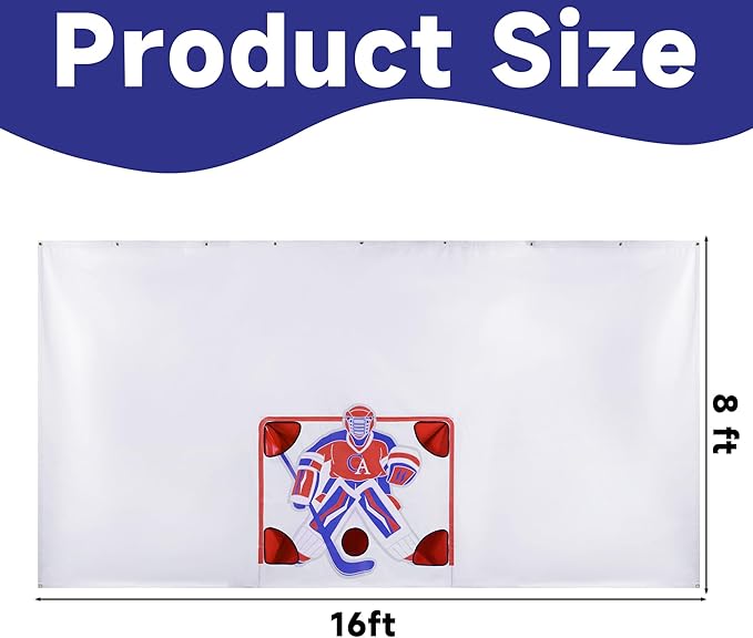 MABOZOO Hockey Shooting Tarp, 16ft x 8 ft Hockey Training Equipment for Shooting Foldable Target Practice Protect Wall or Garage Door-StrideForce Fitness