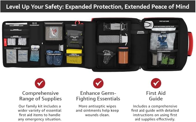 Family First Aid & CPR Kit - Emergency Medical Kit for The Entire Family, Child, Kids, and Youth. Perfect for Camping, Travel, Car, Hiking, Sports, Outdoor, and Home - First Aid Guide Life Safety Pro-StrideForce Fitness