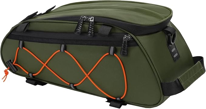 MOSISO Bike Rack Bag with 2 Removable Panniers, Waterproof Bike Trunk Cooler Storage Handbag Insulated Bicycle Rear Seat Pouch, Bicycle Storage Saddle Shoulder Bag Cycling Luggage Pouch, Army Green-StrideForce Fitness