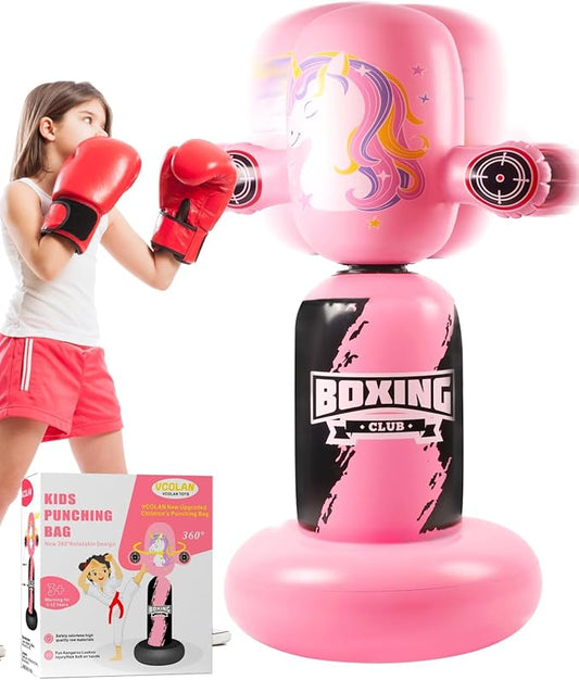 Punching Bag for Kids,New Upgraded 360°Rotating Kids Punching Bag,Inflatable Boxing Bag Toy for Boys Girls, Christmas Birthday Gift for Kids Age 3-12-StrideForce Fitness
