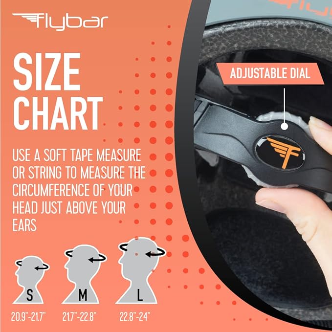 Flybar Bike Helmet- Multi Sport Dual Certified Adjustable Dial, Lightweight Skateboard Helmet, Roller Skating, Pogo, Electric Scooter, Snowboard, Boys and Girls Kids- Adults Helmets-StrideForce Fitness
