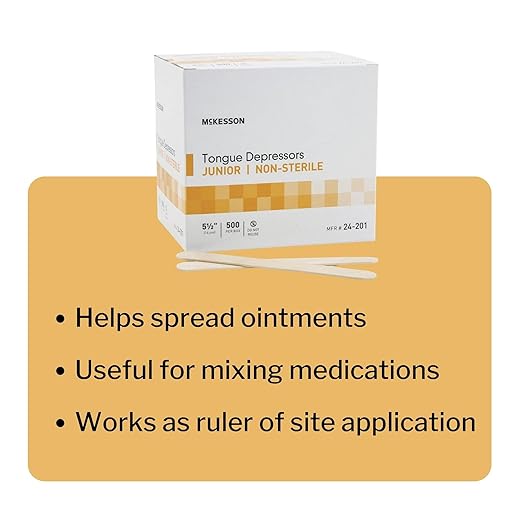 McKesson Tongue Depressors Adult Size, Non-Sterile, Wood, Unflavored, Splinter-Free (5000, 5.5")