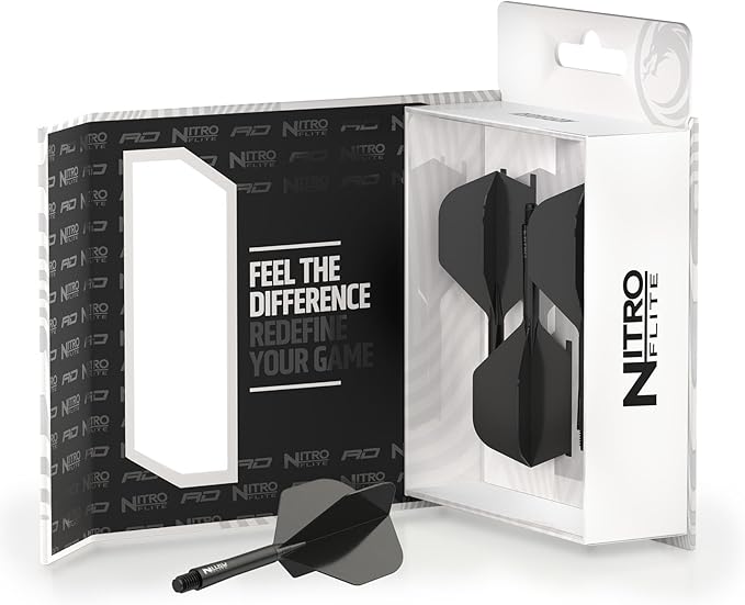 RED DRAGON Darts – Nitro Flite Integrated Flight & Shaft System – No.2 Shape and Design - Available in Short, Intermediate & Medium - Available in Variety of Colours - Professional Darts Accessories-StrideForce Fitness