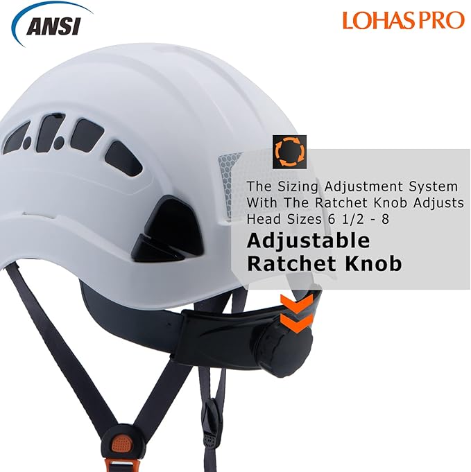 LOHASPRO Hard Hats Construction Safety Helmet with Visor ANSI Z89.1 Approved OSHA Hardhat, Vented Men White Hard Hat with Chin Strap Tree Climbing Arborist Helmet (P1 White+Smoked Visor)-StrideForce Fitness