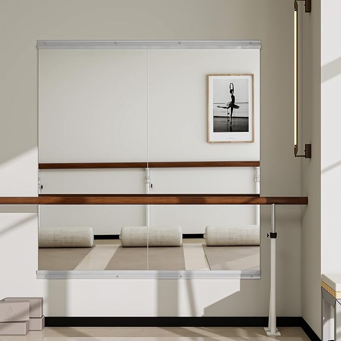 Home Gym Mirror - 2 PCS 24×48 inches, Large Wall Mounted Frameless Full Length Body Mirror for Dancing Studio, Exercise, Fineness, Yoga, Tempered Glass-StrideForce Fitness