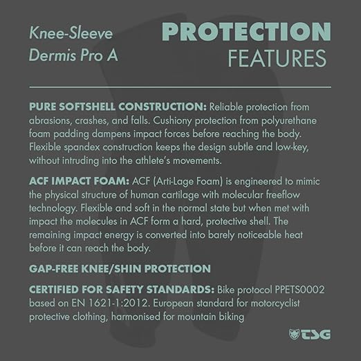 TSG Dermis Pro A Knee & Shin Guard – Lightweight, Slim-Line BMX & Enduro Pads with ACF Impact Foam, Softshell Construction, Breathable Spandex Sleeve, Ergonomic Fit, Abrasion-Resistant, Flexible & Comfortable - Pull Over Design-StrideForce Fitness