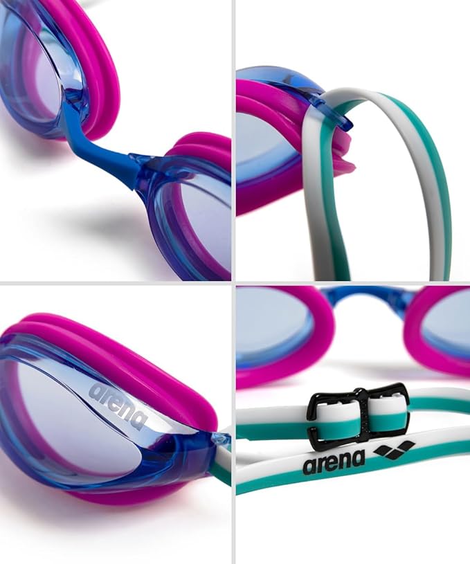 ARENA Unisex Python Racing Swim Goggles for Men and Women Anti-Fog No Leak Max Comfort Dual Strap, Mirror/Non-Mirror Lens-StrideForce Fitness