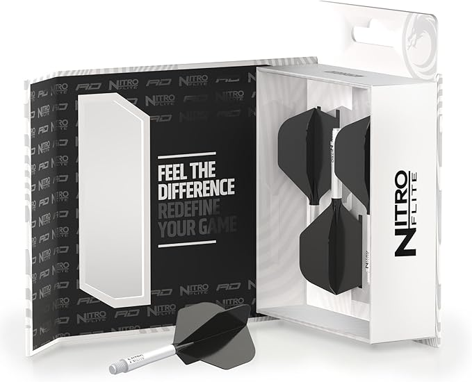 RED DRAGON Darts – Nitro Flite Integrated Flight & Shaft System – No.2 Shape and Design - Available in Short, Intermediate & Medium - Available in Variety of Colours - Professional Darts Accessories-StrideForce Fitness