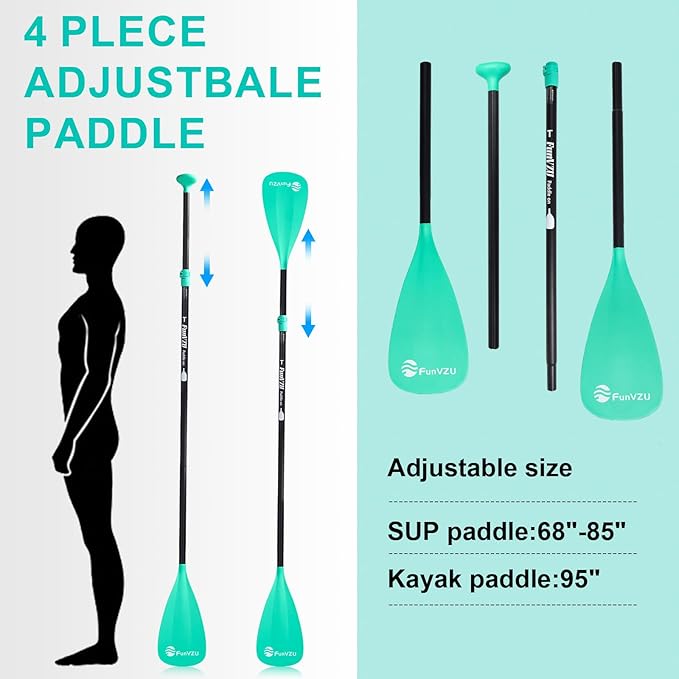 SUP Paddle, Stand Up Paddle Board Paddle Lightweight Adjustable 4-Piece Aluminium Kayak Paddles, Unique Lock Design Floating Alloy Shaft Paddle for Paddle Board-StrideForce Fitness