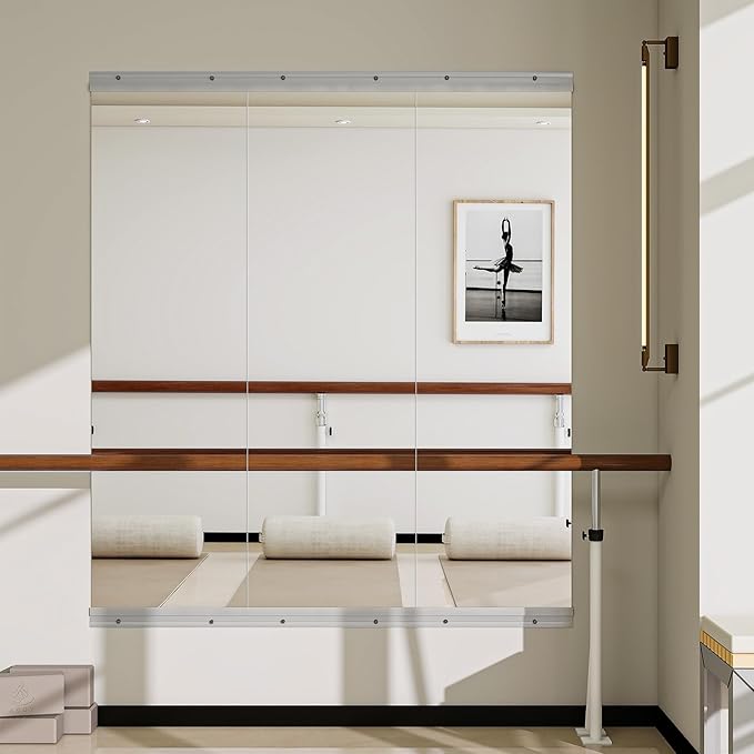 Home Gym Mirror - 3 PCS 16×56 inches, Large Frameless Wall Mounted Full Length Body Mirror for Dancing Studio, Exercise, Fineness, Yoga, Tempered Glass-StrideForce Fitness