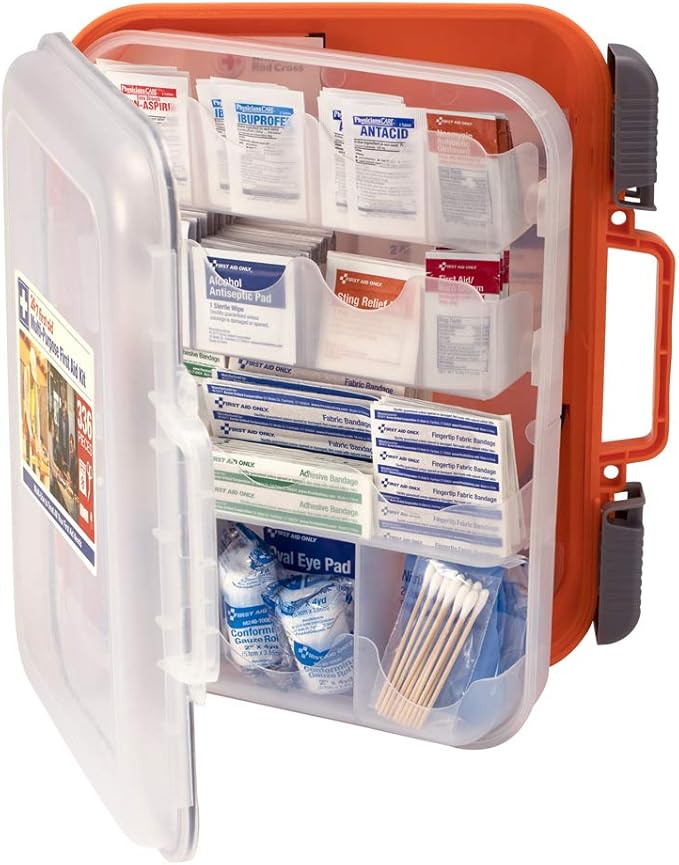24/7 First Aid OSHA Compliant First aid Kit, All-Purpose 100-Person Emergency First Aid Kit for Business, Home, and Car in Plastic Case with Easy-Slide Latches, 336 Pieces-StrideForce Fitness