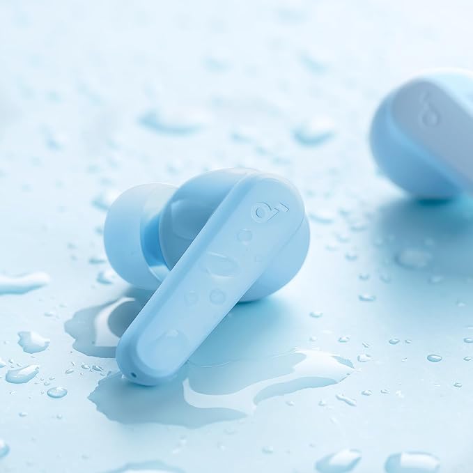 Soundcore by Anker P20i True Wireless Earbuds, 10mm Drivers with Big Bass, Bluetooth 5.3, 30H Long Playtime, Water-Resistant, 2 Mics for AI Clear Calls, 22 Preset EQs, Customization (Light Blue)-StrideForce Fitness