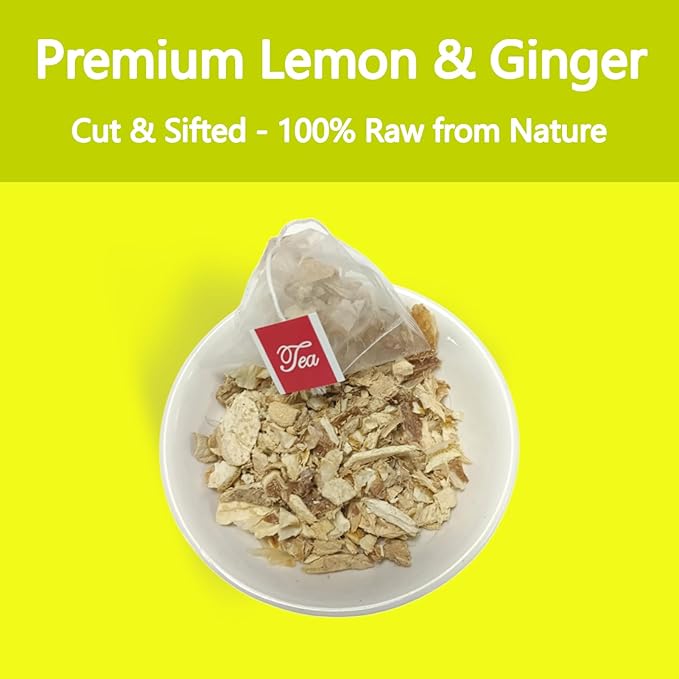 Samcci - Lemon Ginger Tea Bags, 50 Teabags - Great Hot or Iced – Aromatic, Natural, Pleasantly Spicy & Warming - Non-GMO - Caffeine-free - Support Healthy Digestion & Boost Immunity-StrideForce Fitness