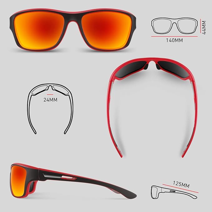 Polarized Sports Sunglasses for Men Women,Fishing Driving Rectangular Goggles UV400 Protection-StrideForce Fitness