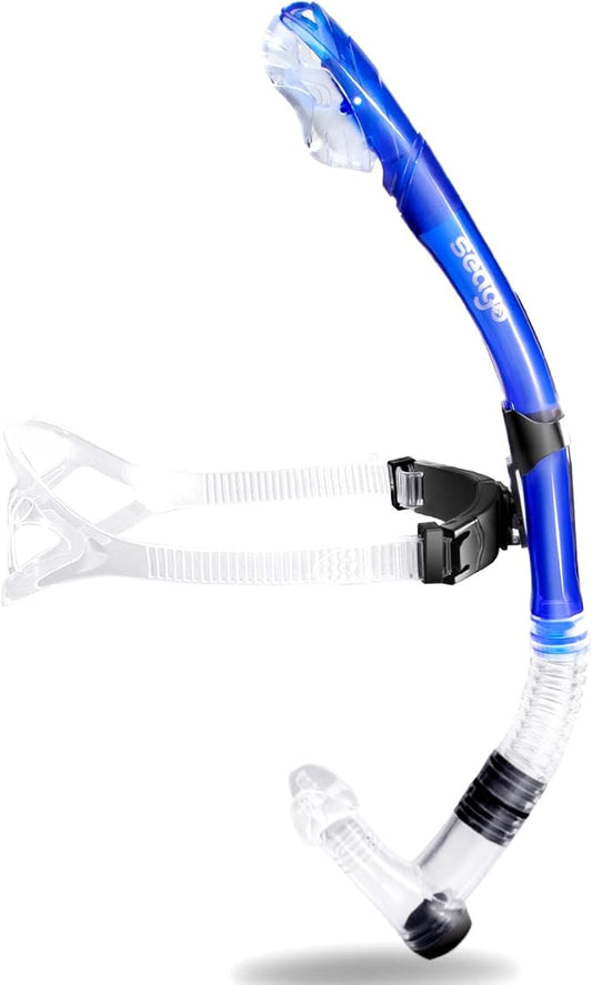 Seago Swim Snorkel for Lap Swimming, Dry Top Front Swimmer Snorkel for Adult Youth, Snorkel Gear Swimming Training Equipment in Pool and Open Water with Comfy Head Pads Food-Grade Silicone Mouthpiece-StrideForce Fitness