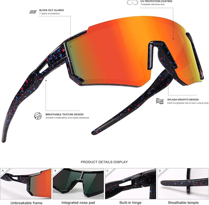 Youth Baseball Sunglasses Kids Sports Sunglasses for Boys Girls Softball Cycling Glasses UV400 Protection-StrideForce Fitness
