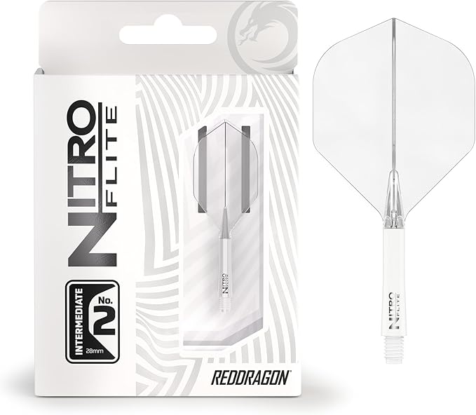 RED DRAGON Darts – Nitro Flite Integrated Flight & Shaft System – No.2 Shape and Design - Available in Short, Intermediate & Medium - Available in Variety of Colours - Professional Darts Accessories-StrideForce Fitness