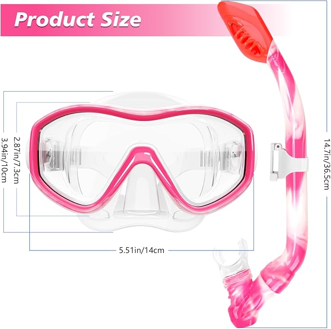 GoseWave Snorkeling Gear for Kids, Kids Snorkel Set for Ages 5-15, Anti-Fog Diving Mask and Dry Top Snorkel Set, Unisex Swimming Goggles with Nose Cover-StrideForce Fitness