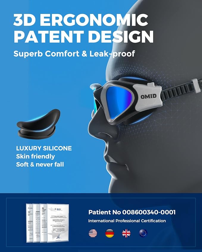 OMID Swim Goggles, P2 Polarized Swimming Goggles for Men Anti-fog Goggles Swimming for Adult Women-StrideForce Fitness