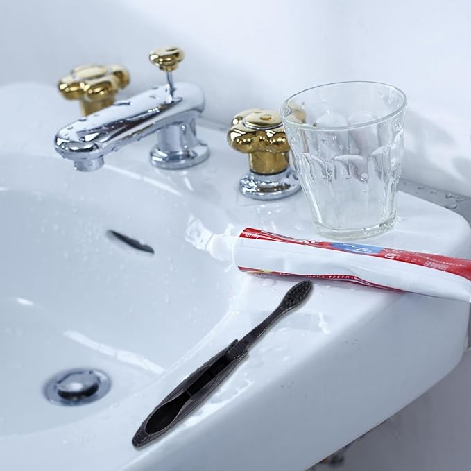 Cabilock Folding Travel Toothbrush 8Pcs Set with Portable Charcoal Soft Bristles Gray Foldable Handle for Camping and Travel Oral Care