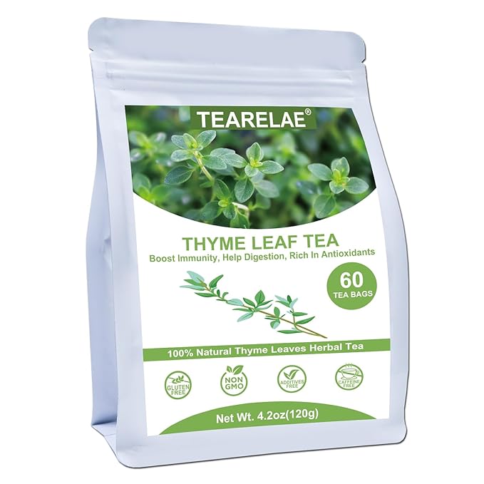 TEARELAE - Thyme Tea Bags - 60 Count - 100% Pure Natural Thyme Leaves - Help Digestion, Boost Immunity - Non-GMO - Caffeine-Free-StrideForce Fitness