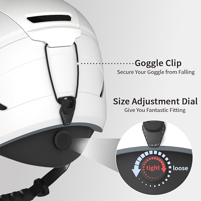 Ski Helmet for Women, Men & Youth, Snowboard Helmet with 7 Individual Air Vents, Snow Helmet with ABS PC Shell, EPS Foam, Dial Fit, Removable Fleece Liner and Ear Pads, Goggles Compatible-StrideForce Fitness