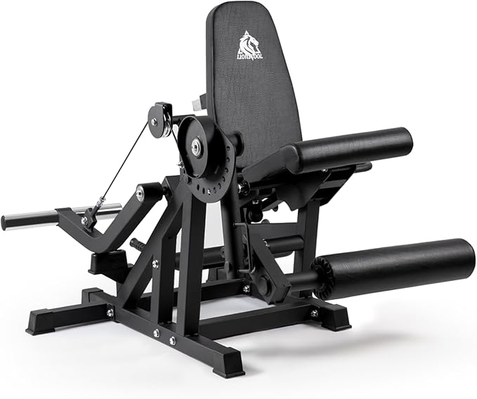 LIONSCOOL Leg Extension and Curl Machine V4.0, 1100lbs Capacity Adjustable Seated Leg Extension, Lying Leg Curl Bench, Cable Operated 2” Plate Loadable Lower Body Exercise Equipment for Home Gym-StrideForce Fitness