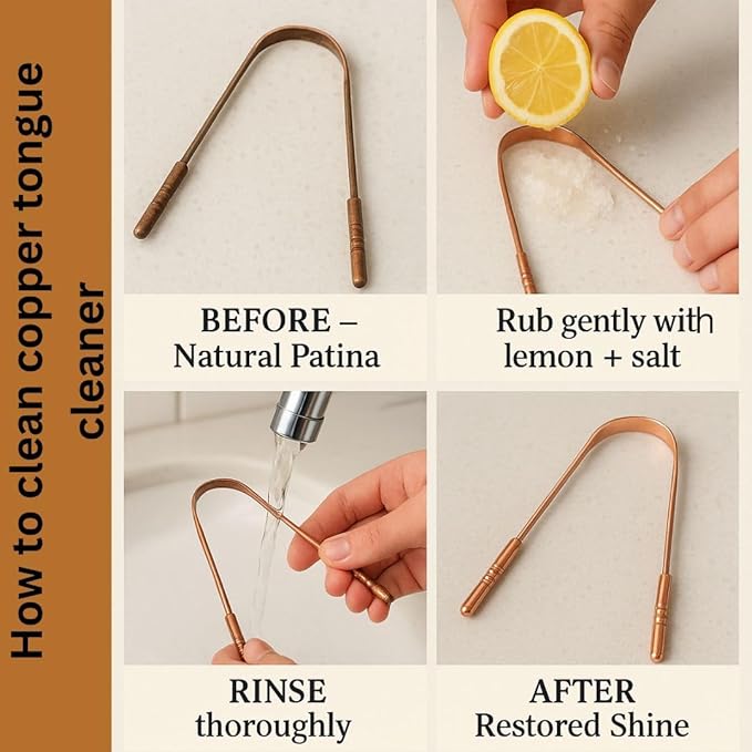 ALADEAN Copper Tongue Cleaner with Case | Copper Tongue Scraper for Adults, Pack of 3 Tongue Cleaner for Oral Care & Hygiene